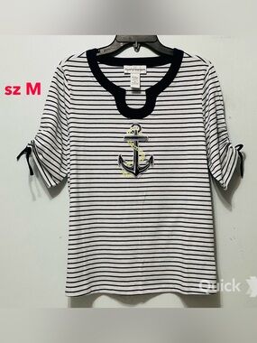 M - New Anchor Print Short Sleeve Tops